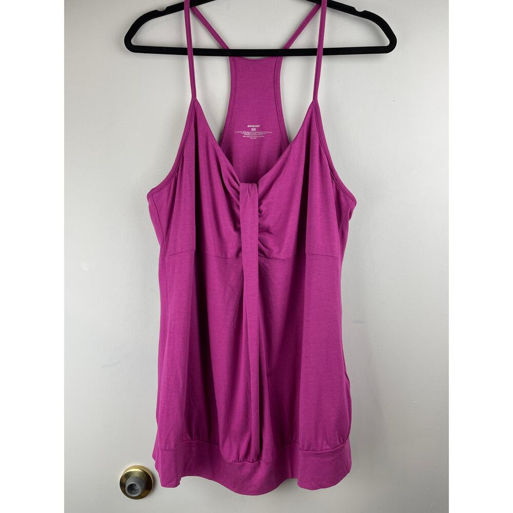 Patagonia Ruched Front Racerback Babydoll Tank Top Magenta Pink XL